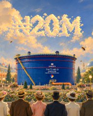 An animated scene showing a crowd gathered before a large blue stadium labeled 'CASPER FED' with golden fireworks spelling '420M' in the sky above.