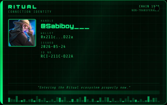 irtual identity card for a character named Sabiboy, with a green background and white text.