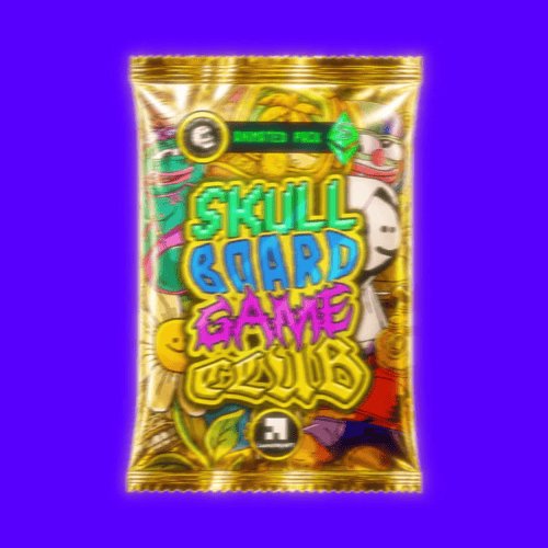The image features a gold-colored game package with a purple background. The packaging includes two different types of cards, one for a board game called "Skellig" and another for a card game called "Pikachu". The text on the packaging indicates that these games are available for purchase at @bobroscartel holders or @mumu_bull, with discounts applied to certain holders.