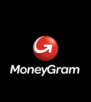 The image features a logo for MoneyGram, which is an online money transfer service that allows users to send and receive cash from their bank accounts or credit cards. The logo consists of a red circle with a white "G" on top, symbolizing the company's name. Below this logo, there are two lines of text: one reading "MoneyGram" and another stating "and Kraken launch Bitcoin-to-cash withdrawals across 100+ countries". This suggests that MoneyGram is launching a new feature for Bitcoin users to send and receive cash from their bank accounts or credit cards in multiple countries.