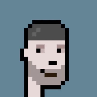 A simple pixel art portrait of a man with gray hair, beard, and dark eyes, representing the "GM CT" or "Good Morning Crypto Twitter" meme that is commonly shared by crypto enthusiasts on Fridays to greet the online community.