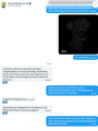 A screenshot of a text message conversation featuring a profile picture with the word 'LUX', though the text content is too blurry to read clearly.