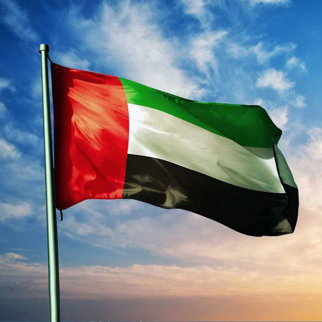 The flag of the United Arab Emirates waves against a blue, cloudy sky. This image of national symbolism complements the news of the UAE expanding its digital infrastructure by integrating Avalanche into the UAE PASS system used by 12 million residents.