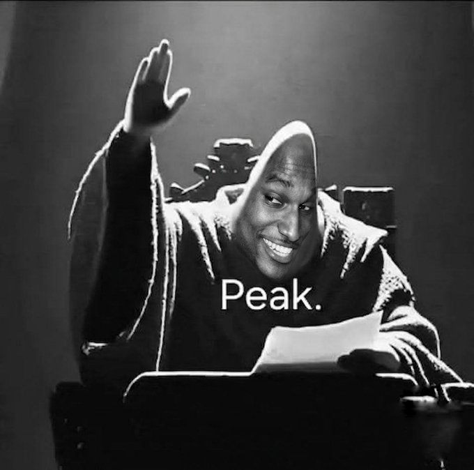 A black and white meme featuring Michael Jordan smiling and waving at a podium, with the word "Peak." overlaid in white text.