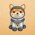 The image features a small stuffed animal dog wearing a blue and white outfit, resembling an astronaut suit. The dog has its arms and legs spread out as if ready for takeoff or landing. The background of the image is orange, which contrasts with the blue and white color scheme of the dog's outfit. The caption below the image reads: "上午坐在钢琴前， 两种线了 也上线了 0xdc6eB96b5Fc893CC9386C9e431B1d065fCfD2c6a 几周来", which is likely a reference to the post about the "@VitalikButerin" account.