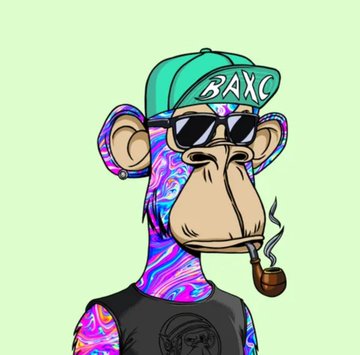 The image features a cartoon monkey wearing sunglasses, a hat with the word "BAXC" written on it, and smoking a pipe while standing against a green background. The caption below the image reads "▪︎Gif contest start now, show the best y've got!! ▪︎Make these 2 nft's in the most beautiful gifs.. and the best win 500 มียงนารเป็น. @MultiversX @xPortalApp".
