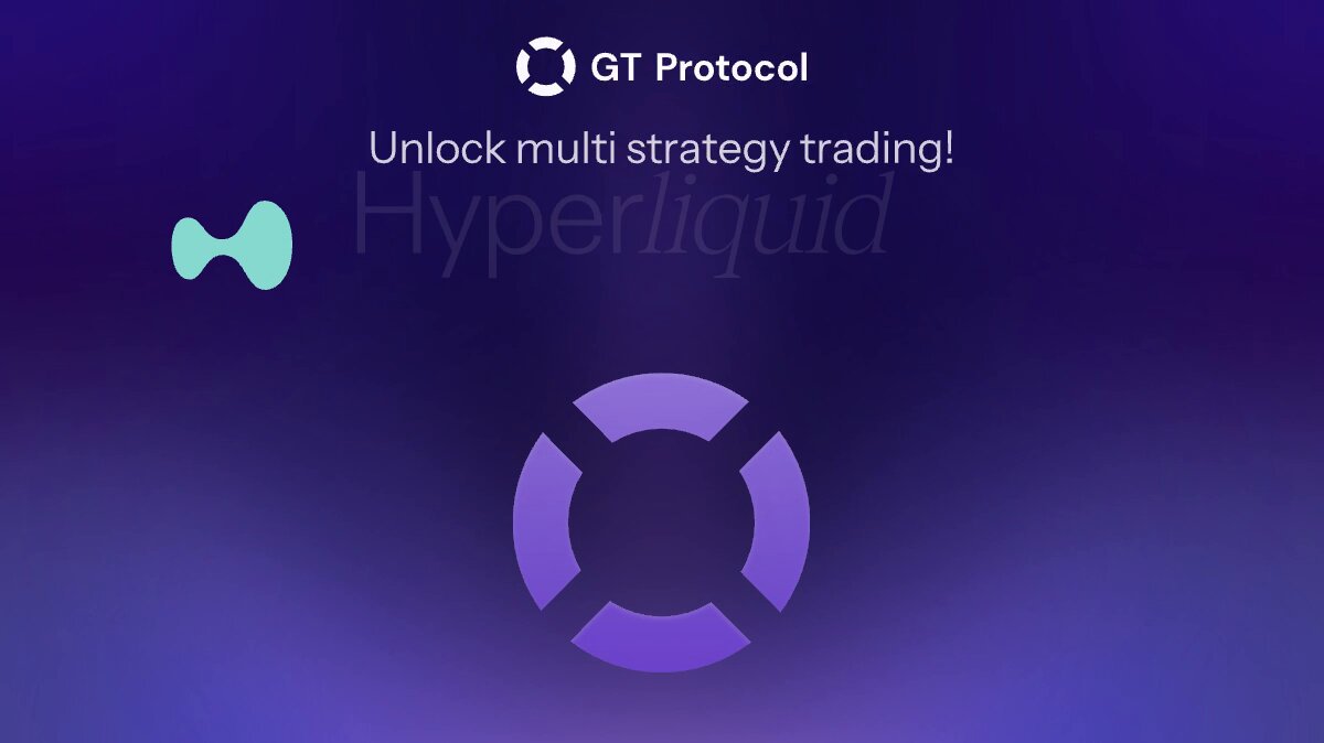 The image features an advertisement for a trading app that allows users to run multiple trading strategies simultaneously using Hyperliquid Vaults. The app's interface displays a purple background with a blue circle containing a white x, symbolizing the vault. Below this, there is text explaining the benefits of connecting the vault to the app and how it can help users manage their trading activities more efficiently by running multiple algorithmic strategies at once.