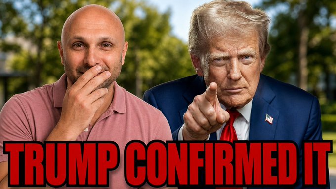 The image shows Donald Trump pointing and the text "TRUMP CONFIRMED IT," which relates to the post's claim about Florida passing a stablecoin law while Washington argues.