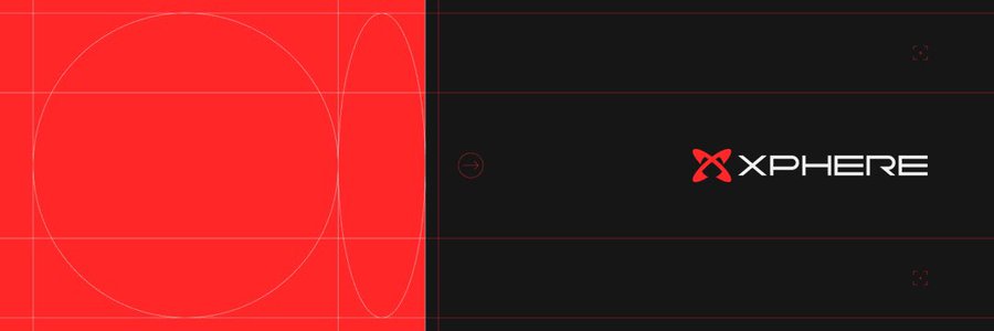 XPHERE logo on a dark background with red geometric design elements including circles and crosshairs.