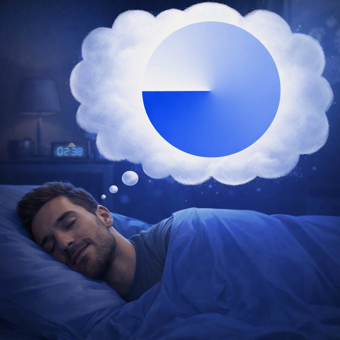 The image features a man sleeping peacefully with his eyes closed. There are two clocks visible, one above the man's head and another below him. A blue cloud-like shape floats above the man as he sleeps. The caption of the image reads "The Base token will eventually launch, and it’s certain that people who contributed and worked in the ecosystem will be rewarded."