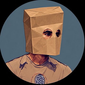 A digital illustration depicts a person wearing a brown paper bag over their head with eye holes cut out, symbolizing the shame or anonymity of taking profits too early, relating to the poster's confession of "extracting" $8K gains from ZCAT cryptocurrency after a successful trade.