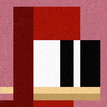 A geometric abstract composition of overlapping rectangular blocks in muted red, black, white, and beige tones against a pink background, likely serving as a decorative NFT avatar or profile image associated with the CreepKids and RobinClubNFT communities.