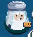 A pixel art character with a brown cap and smiling face displayed above an 'OK' text bubble.