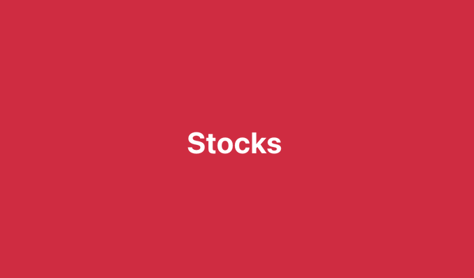A simple red graphic with the white text 'Stocks' centered on it.