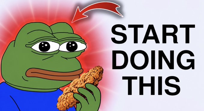 The Pepe the Frog meme holding a cookie with bold text reading 'START DOING THIS' next to a red arrow pointing at him.