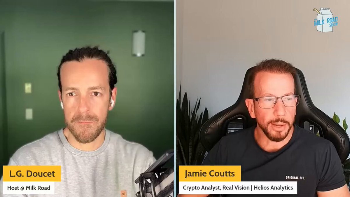 The image shows two men sitting behind microphones, appearing as hosts of a podcast or webinar. They are discussing the concept of NEAR (Near-Earth Asteroid Rendering), which is an application that uses artificial intelligence for real-time rendering of near-Earth objects in 3D space. The hosts are talking about how NEAR has improved upon the limitations of traditional methods, such as manually inputting data into a spreadsheet or using a 3D modeling software to create accurate models of celestial bodies.

The image also includes text that reads "L. G. DOUCET" and "jamie courts", which are likely names of the hosts or participants in the podcast. The background features a green wall, suggesting an indoor setting for their discussion.