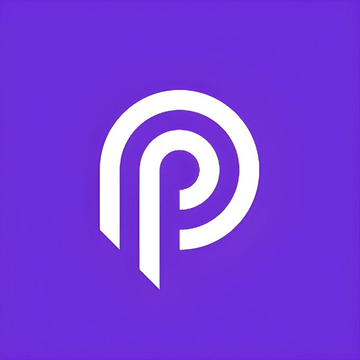A white stylized 'P' logo on a purple background.