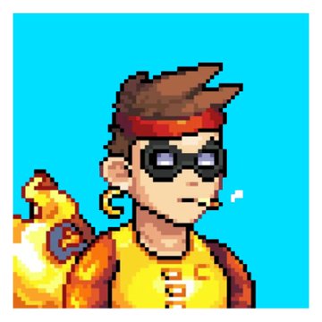 The image features a cartoon character wearing glasses, a yellow shirt, and a red bandana around their neck. The character has a backpack on their back and appears to be standing against a blue background with white text that reads "I've never been a big fan of the color (any shade) blue. I take it as far as I don' keep any blue pens in my office....... BUT the more I see the light blue of the new Cronos branding it". The character's attire and accessories seem to be inspired by the Cronos App, which has a distinctive yellow logo on its background.