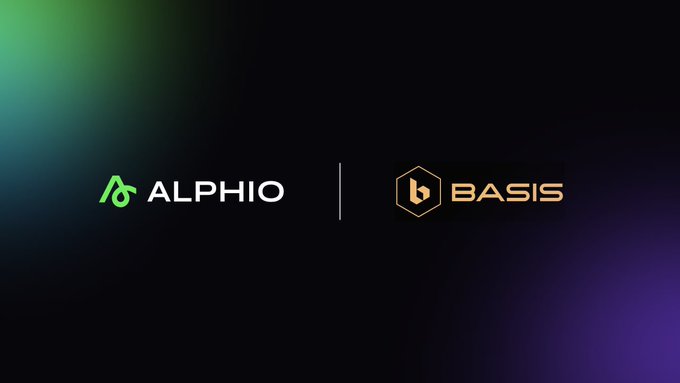 A promotional graphic displaying the logos 'ALPHIO' and 'BASIS' on a dark background with green and purple lighting accents.