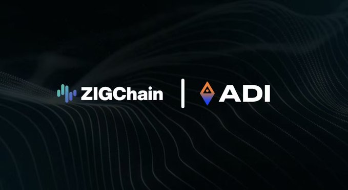 A dark banner features the logos for 'ZIGChain' and 'ADI' separated by a vertical line against a wavy background.