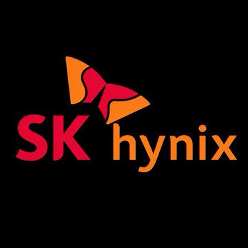 The image shows the SK Hynix logo, featuring the company's stylized red and orange "S" symbol alongside the "SK hynix" text in red and orange lettering on a black background. This logo directly corresponds to the post announcing SK Hynix's upcoming Nasdaq listing and the availability of tokenized shares for trading on Solana via xStocksFi.