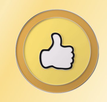 A thumbs-up icon in a yellow circle badge on a light yellow background.