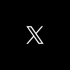A minimalist black logo featuring a white stylized 'X' letter in the center.