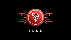 A red TRON logo with circuit-like extensions radiating from a central oval emblem is displayed against a black background, with the text "TRON" shown below. The image visually represents TRON's identity as a high-performance blockchain network, aligning with the post's celebration of its dominant daily stablecoin settlement volumes.