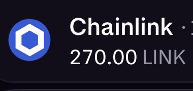 A digital wallet or exchange display showing the Chainlink (LINK) logo with a balance of 270.00 LINK.