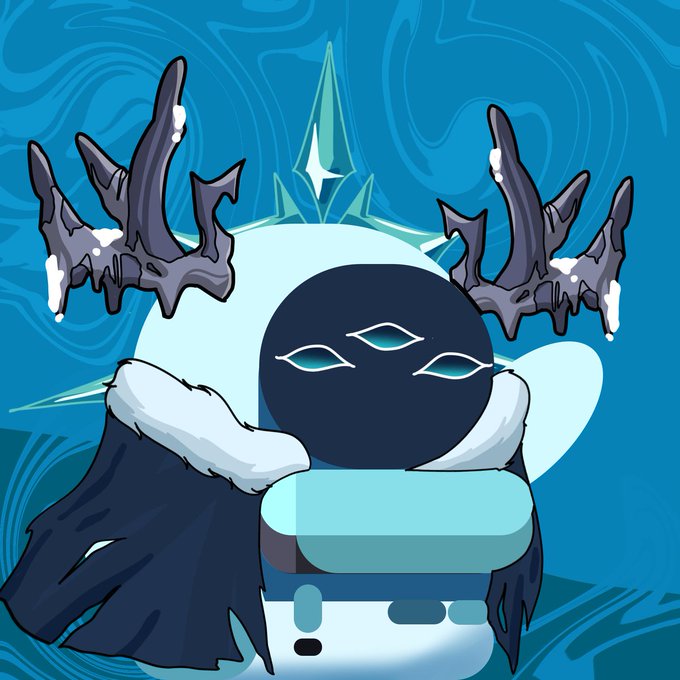 A stylized icy Beppo NFT character with four piercing teal eyes and frost-covered antlers is featured against a swirling blue background, promoting the live mint phase with an OpenSea link to "opensea.io/collection/bep." The frosty, winter-themed design visually reinforces the "Beppo" brand identity of the new collection drop.