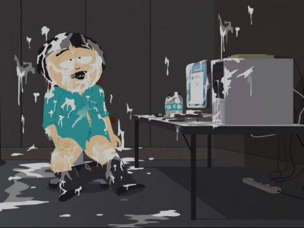 The image features a cartoon character, possibly a man or a boy, sitting on a chair with his butt exposed to the camera. He appears to be covered in goo, which suggests that he has been through some sort of messy situation. The background shows a computer monitor and a keyboard, indicating that this scene might take place in an office setting. The post also includes text that reads "hyperliquid", which could potentially be a reference to the character's condition or a humorous caption related to the image.