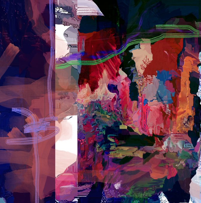 An abstract digital artwork composed of blended colors and textures, with a visible 2023 calendar date fragment in the upper left corner.