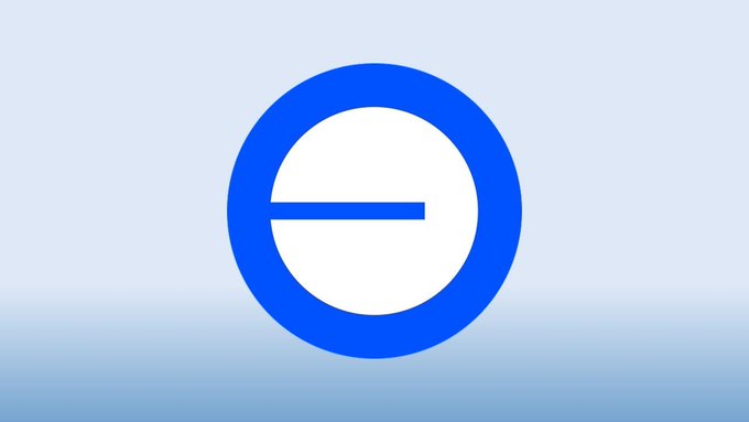 A blue circular logo with a stylized lowercase 'e' featuring a horizontal line through the center, displayed on a light blue gradient background.