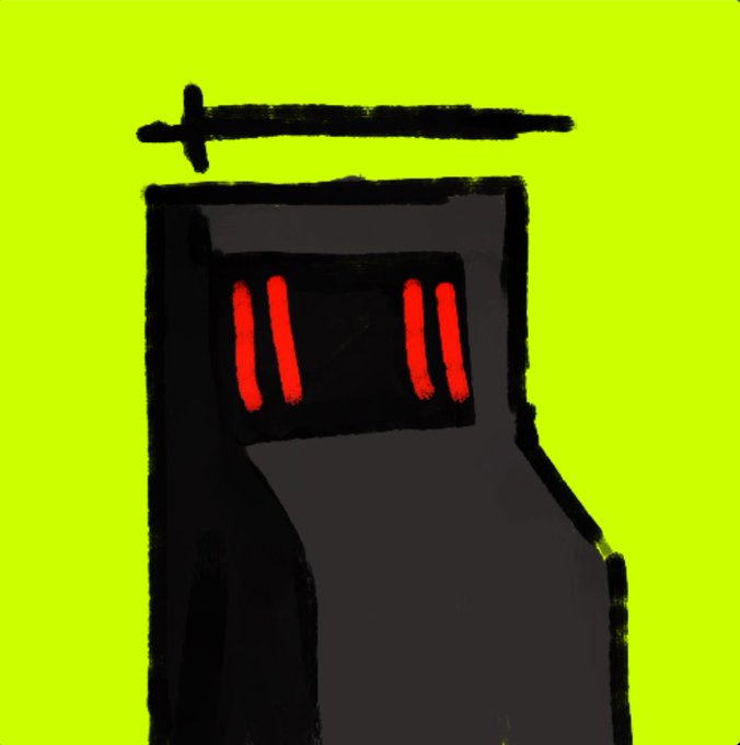A stylized illustration depicts a dark, hooded figure with glowing red eyes against a bright lime-green background, conveying a menacing presence. The fiery red gaze and shadowy silhouette visually reinforce the post's "BURN IT ALL" message, suggesting destructive, watchful intent.