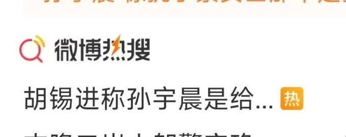 A Weibo hot search (微博热搜) snippet featuring Chinese text about Hu Xijin commenting on Sun Yuchen, marked with a "热" (hot) tag.