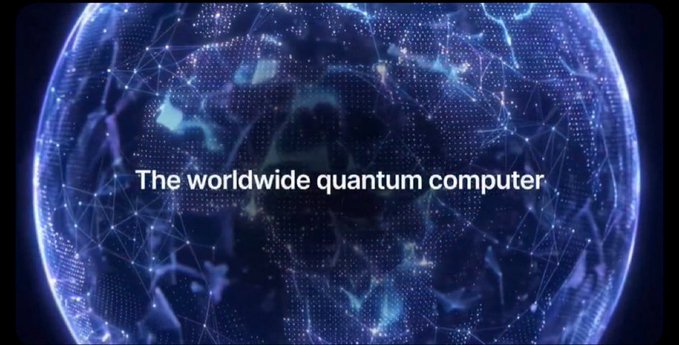 A futuristic digital globe with glowing blue network nodes overlaid with the text "The worldwide quantum computer" appears, visually reinforcing the post's message about upcoming demand for quantum technology and highlighting @quipnetwork's strategic role in building a quantum layer for the future.