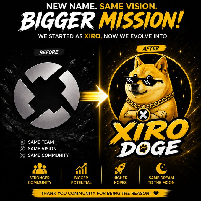 "This isn't just a name change. This is a new identity. #XIRODOGE #MEMECOIN #CRYPTO #PUMPFUN #DOGE".