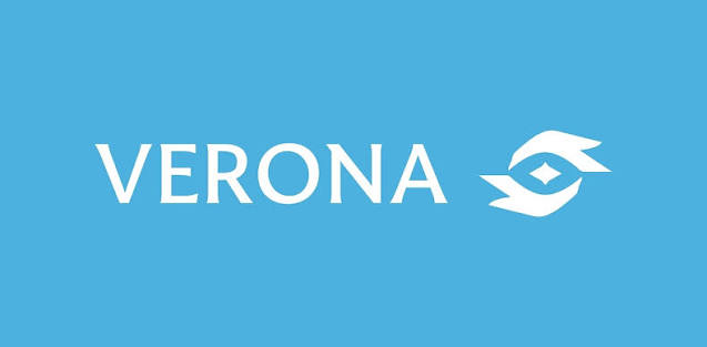 A blue banner displaying the white text 'VERONA' next to a stylized eye logo.