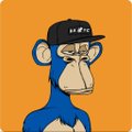 A cartoon illustration of a blue monkey wearing a black baseball cap.