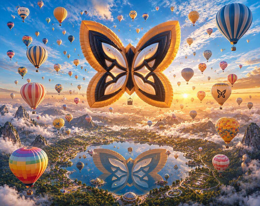 The image features an array of hot air balloons floating in the sky with various colors and sizes. The scene takes place during sunset, creating a warm and vibrant atmosphere. Among the balloons, there's one that stands out as a butterfly-shaped balloon, adding a whimsical touch to the scene. The post about Quip network highlights their recent activity, possibly related to the transportation of goods or infrastructure, which is not immediately apparent from the image alone.

The main focus of the image is on the hot air balloons and the sunset, creating an interesting visual experience for viewers who might overlook the underlying message of Quip's recent activities.