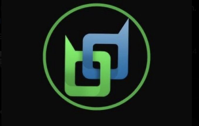 A logo featuring two interlocking stylized shapes, one green and one blue, inside a green circle on a black background.