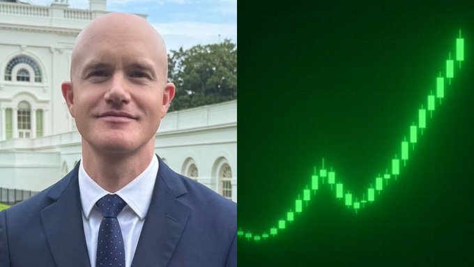 The image is split, showing a man in a suit standing in front of a white government-style building on the left, paired with a green candlestick chart on the right depicting a sharp upward "V-shaped" price recovery. It visually ties the political/regulatory figure and positive market momentum to the post's claim that the Clarity Act announcement could trigger a massive $30 trillion influx into crypto.