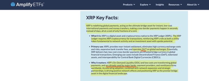 The image shows a screenshot of an email conversation on a webpage, where a person is discussing XRP with another individual who has already experienced its use. The subject line of the email reads "XRP Key Facts," suggesting that this is a discussion or information session about XRP's features and benefits. The message includes details such as XP's global reach for global transactions, which makes it an ideal platform for online financial management. The person in the image has already used XP, indicating its usefulness to those who have implemented it into their banking system.
