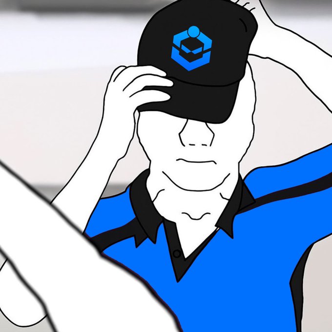 A Wojak-style character tips down a black cap featuring a blue hexagonal "b" logo (symbolizing Bitcoin/crypto), casting a shadow over his eyes. The focused, determined pose visually reinforces the post's "GM, time to lock in" message—signaling seriousness and readiness to dive into crypto work or trading.