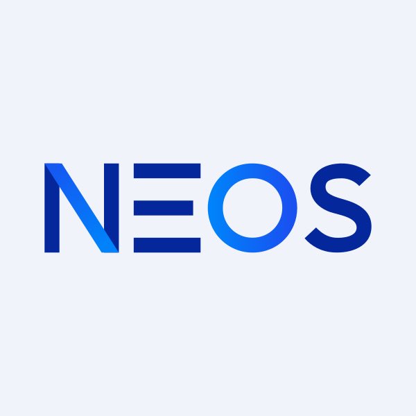The image displays the "NEOS" logo in blue and navy lettering against a light gray background. It serves as the brand identifier for NEOS Investments, the company issuing the September distribution figures for tickers $SPYI, $QQQI, $BTCI, and $IYRI mentioned in the accompanying post.