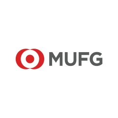 The MUFG corporate logo featuring a red circular emblem with concentric rings next to the company name in dark gray text on a white background.