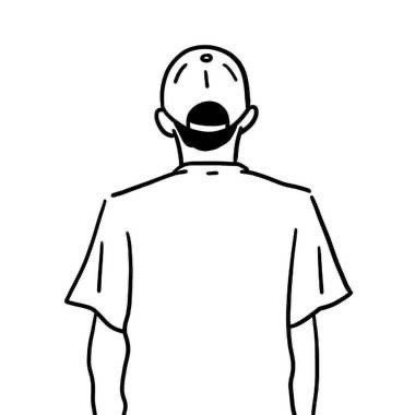 A simple black-and-white line drawing of a shocked-looking character with a wide-open mouth, wide eyes, and a baggy t-shirt, styled as a minimal cartoon avatar.