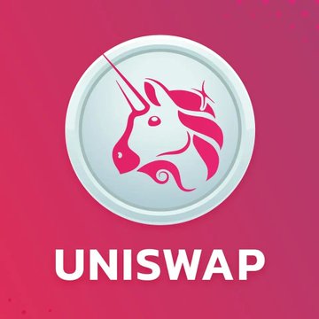 The image displays the Uniswap logo—a stylized pink unicorn head within a white circular emblem—set against a gradient pink background, with the word "UNISWAP" in large white letters below. The logo visually reinforces the post's announcement about Uniswap's 26% price surge following the SEC's temporary approval of onchain stock trading via permissioned AMM liquidity pools, highlighting the platform's growing significance in bridging traditional finance with decentralized crypto markets.