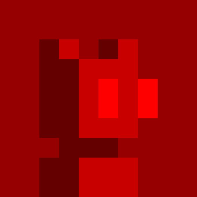 The image features a square-shaped background that is predominantly red. The squares vary in size and shape, creating an abstract composition. The caption below the image reads "i’ve been obsessed with making minimal pixel art, i’m not the best artist, but ... red pixels are kinda cool". This text emphasizes the artistic nature of the image while also highlighting its simplicity.

The image is a digital art piece that uses small squares to create an abstract design on a large background. The use of red as the primary color adds a bold and eye-catching element to the composition, making it stand out against the monochromatic backdrop.