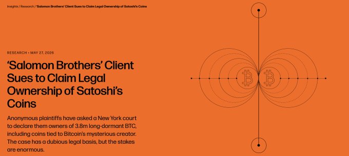 The image is a screenshot of a webpage that contains information about "Saloom Brothers' Client" who are sued for "claiming legal ownership ofSatoshis'Coins". The website also states their assets have been taken by cyber bandits, referred to as Satoshi Nakamoto's assets in the post.